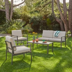 sweeek Salotto da giardino in alluminio, 4 posti