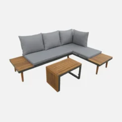 sweeek Salotto da giardino in alluminio e acacia, 4 posti
