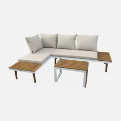 sweeek Salotto da giardino in alluminio e acacia, 4 posti