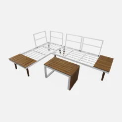 sweeek Salotto da giardino in alluminio e acacia, 4 posti