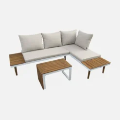 sweeek Salotto da giardino in alluminio e acacia, 4 posti