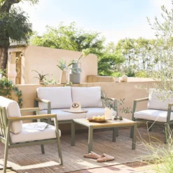 sweeek Salotto da giardino in alluminio e polipropilene, 4 posti