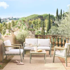 sweeek Salotto da giardino in alluminio e polipropilene, 4 posti