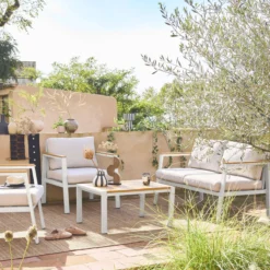 sweeek Salotto da giardino in alluminio e polipropilene, 4 posti
