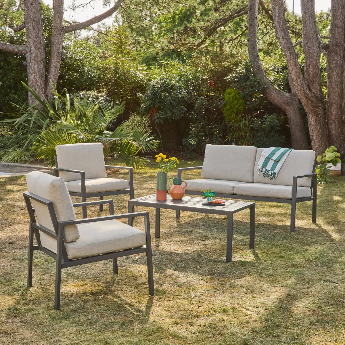 sweeek Salotto da giardino in alluminio, 4 posti