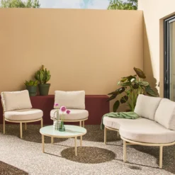 sweeek Salotto da giardino in alluminio e tessuto, 4 posti