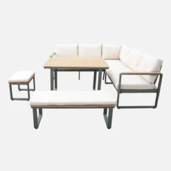 sweeek Salotto da giardino in legno di acacia e alluminio, 8 posti