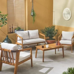 sweeek Salotto da giardino in legno di acacia, 4 posti