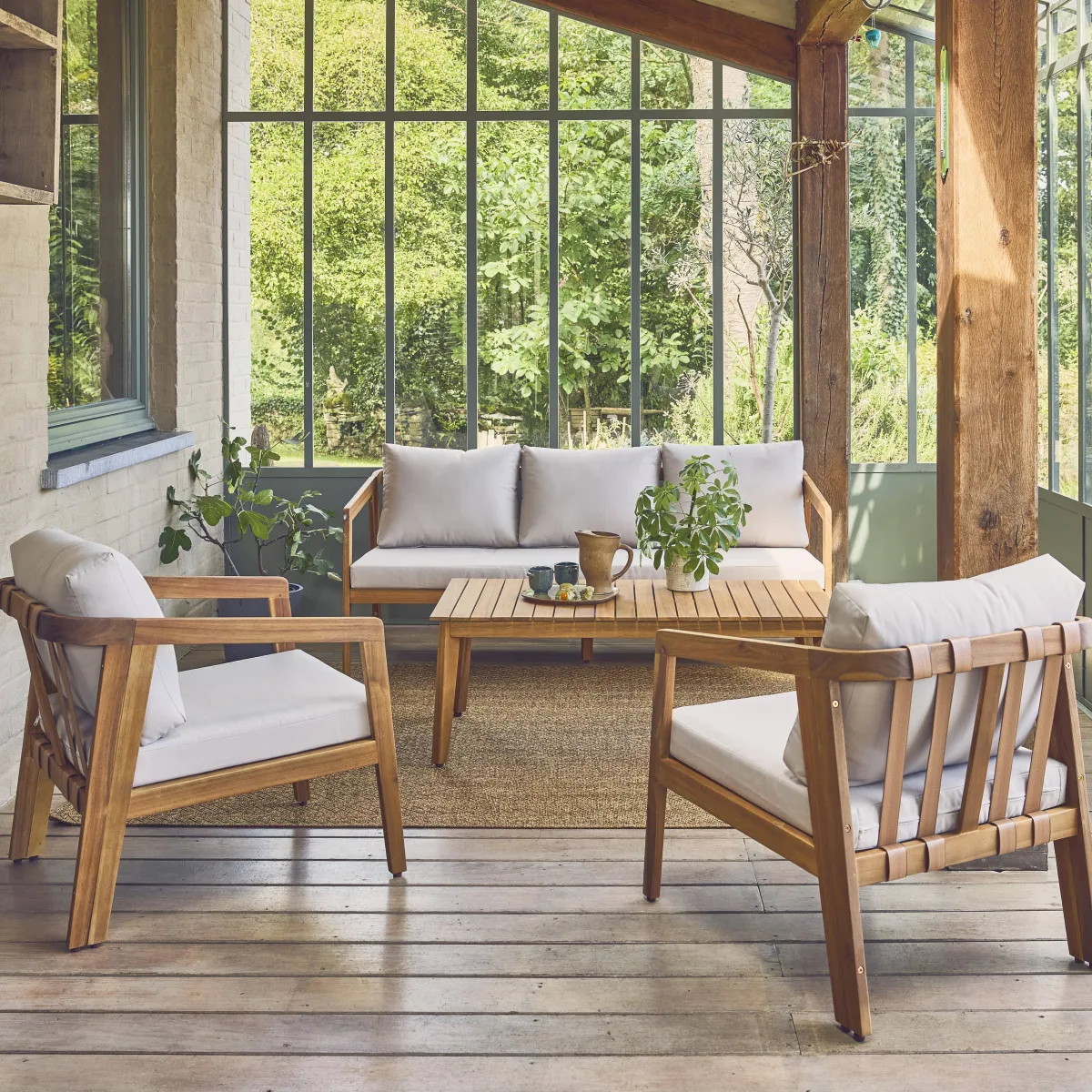 sweeek Salotto da giardino in legno di acacia, 5 posti