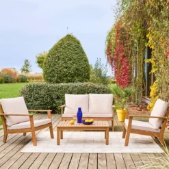 sweeek Salotto da giardino in legno di acacia, 4 posti
