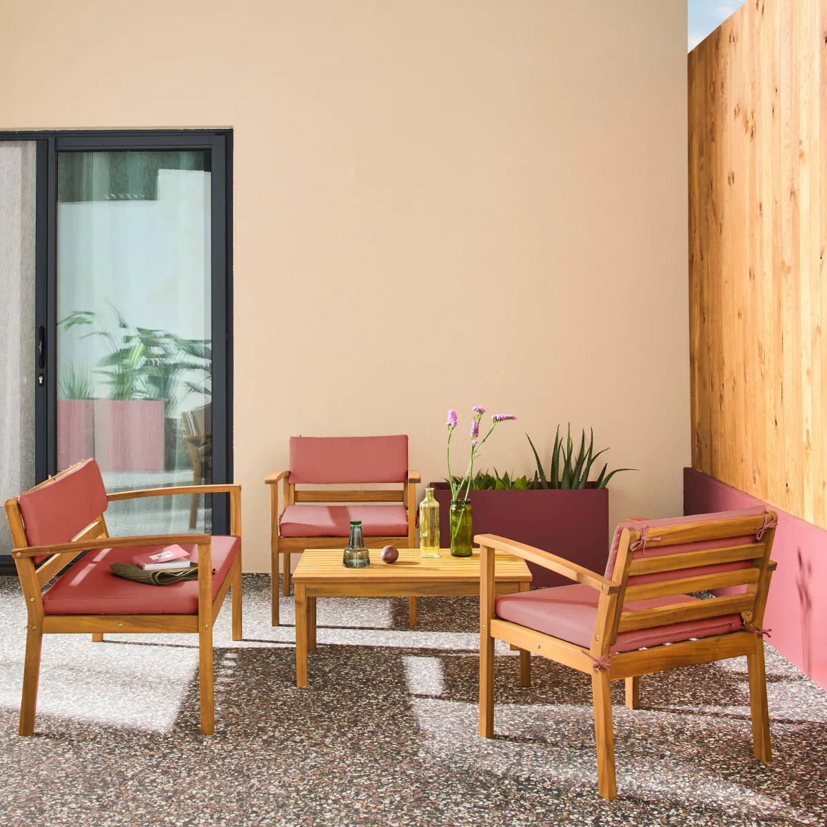 sweeek Salotto da giardino in legno di acacia, 4 posti