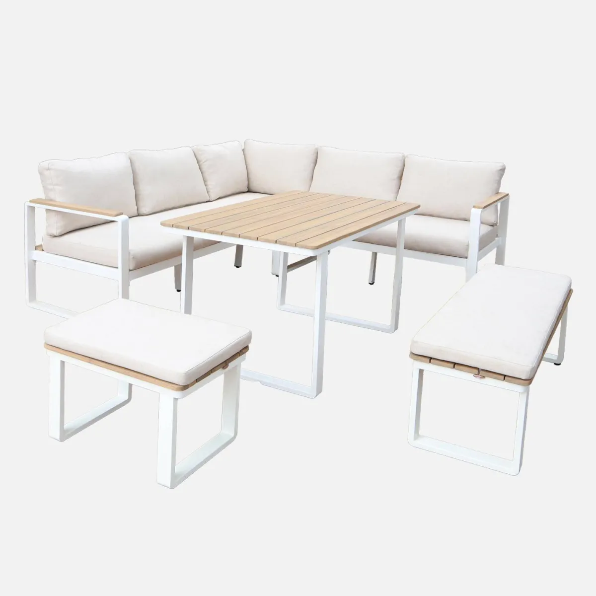 sweeek Salotto da giardino in legno di acacia e alluminio, 8 posti