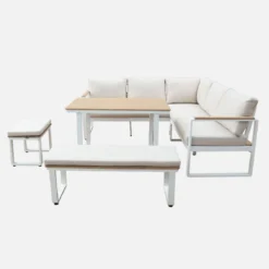 sweeek Salotto da giardino in legno di acacia e alluminio, 8 posti