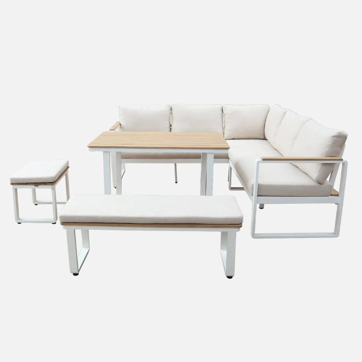 sweeek Salotto da giardino in legno di acacia e alluminio, 8 posti