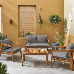 sweeek Salotto da giardino in legno di acacia, 4 posti