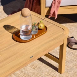 sweeek Salotto da giardino in legno di acacia e canna intrecciata, 4 posti