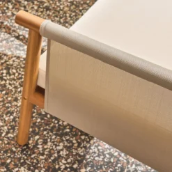 sweeek Salotto da giardino in legno di acacia e tessuto beige, 4 posti