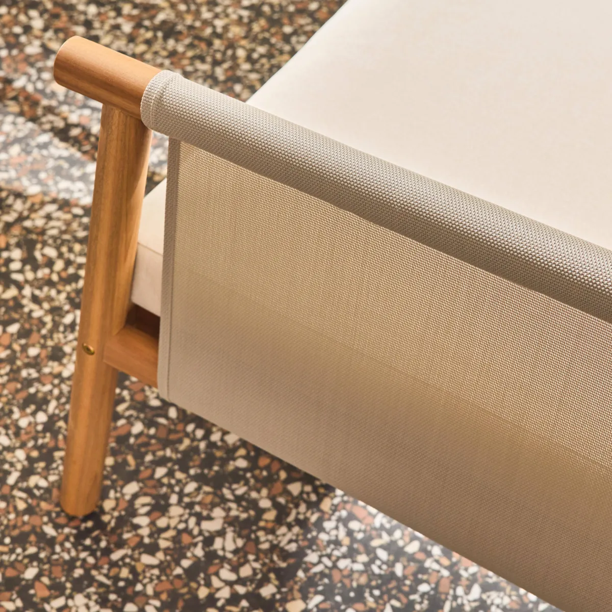 sweeek Salotto da giardino in legno di acacia e tessuto beige, 4 posti