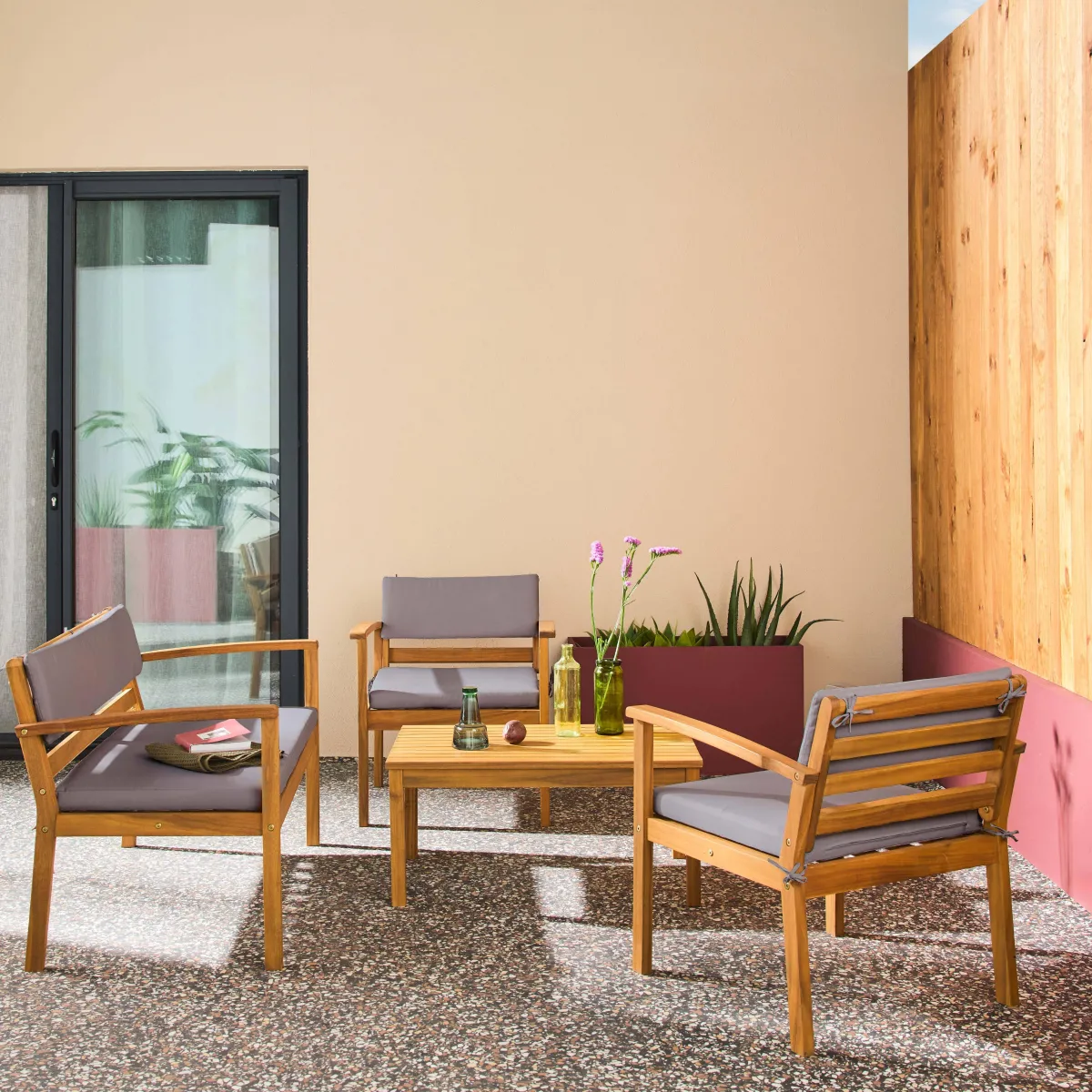sweeek Salotto da giardino in legno di acacia, 4 posti