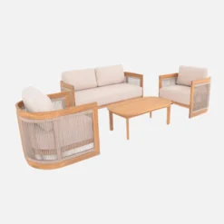 sweeek Salotto da giardino in legno di acacia e corde, 4 posti