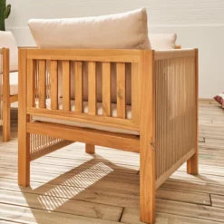 sweeek Salotto da giardino in legno e corda, 4 posti