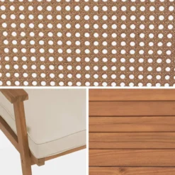 sweeek Salotto da giardino in legno e canna, 4 posti
