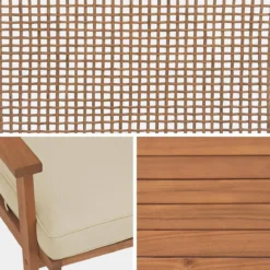 sweeek Salotto da giardino in legno e canna rotonda, 4 posti