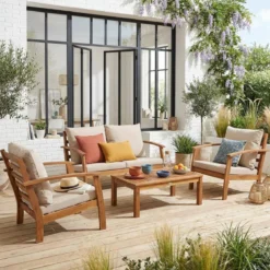 sweeek Salotto da giardino in legno, 4 posti