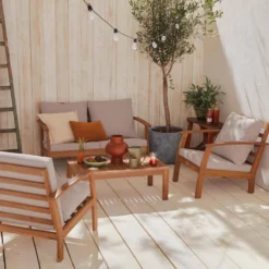 sweeek Salotto da giardino in legno, 4 posti