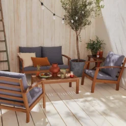 sweeek Salotto da giardino in legno, 4 posti
