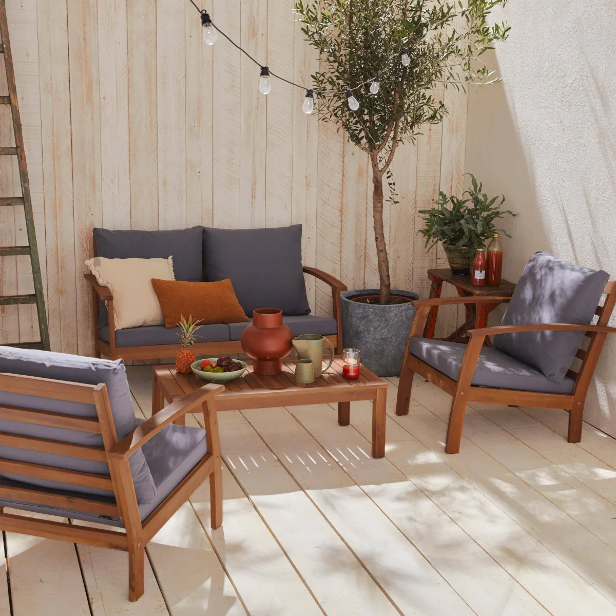 sweeek Salotto da giardino in legno, 4 posti