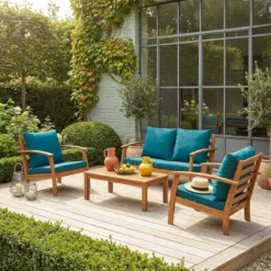 sweeek Salotto da giardino in legno, 4 posti