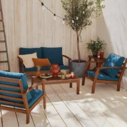 sweeek Salotto da giardino in legno, 4 posti