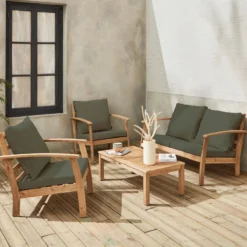 sweeek Salotto da giardino in legno, 4 posti