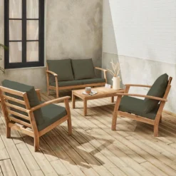 sweeek Salotto da giardino in legno, 4 posti