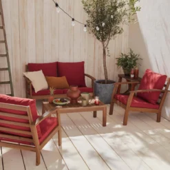 sweeek Salotto da giardino in legno, 4 posti