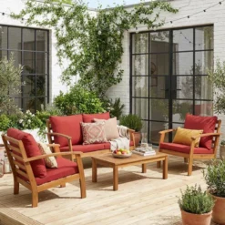 sweeek Salotto da giardino in legno, 4 posti