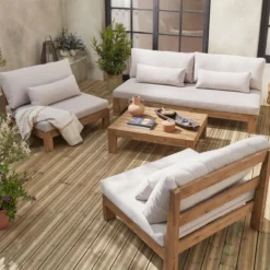 sweeek Salotto da giardino in legno, 5 posti
