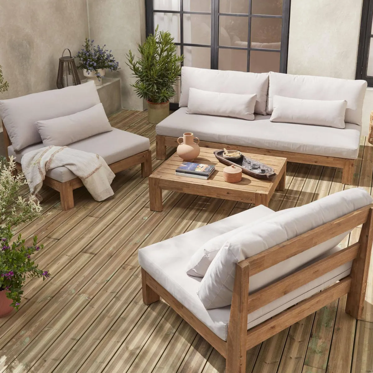 sweeek Salotto da giardino in legno, 5 posti