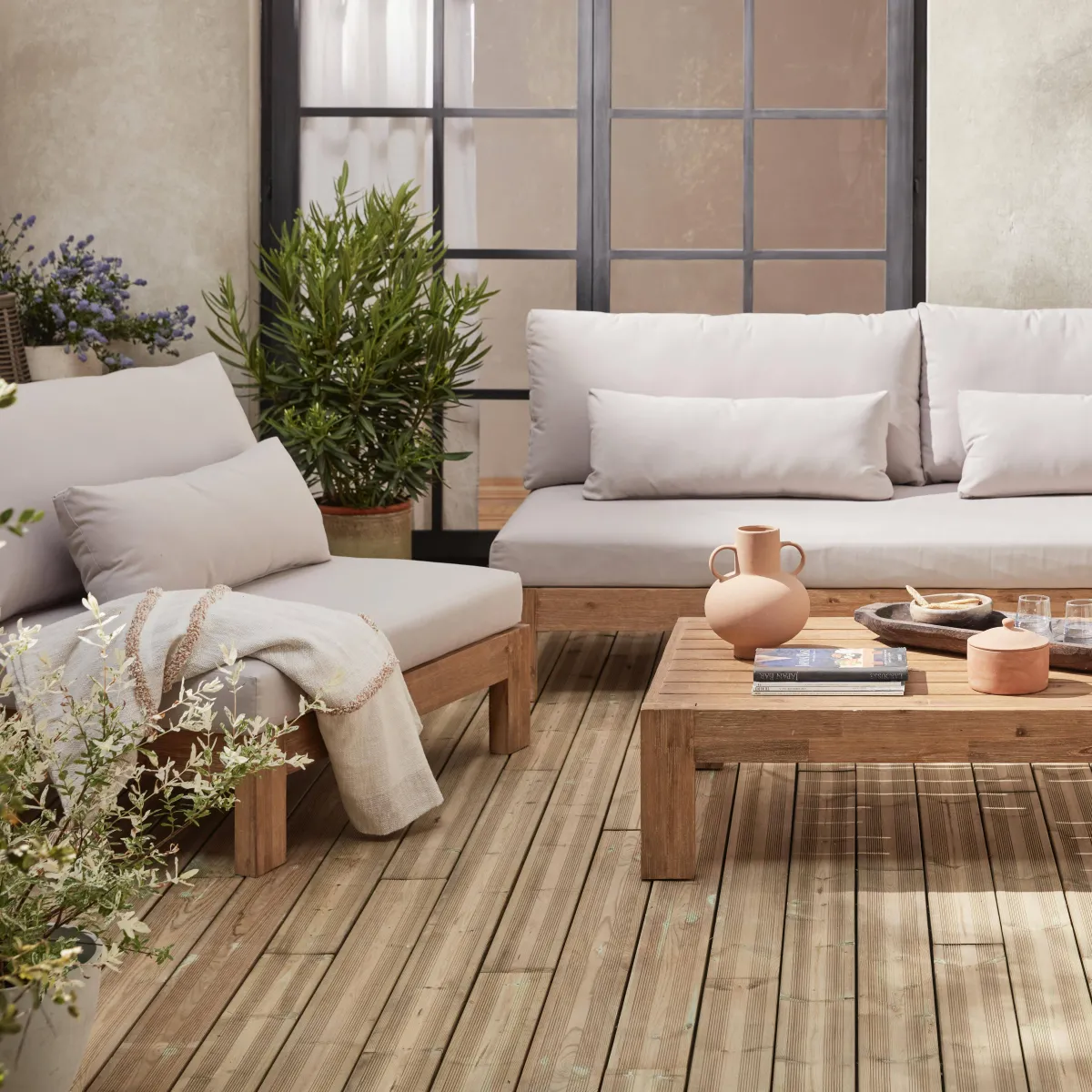 sweeek Salotto da giardino in legno, 5 posti