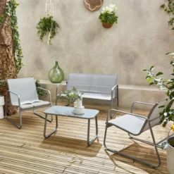 sweeek Salotto da giardino in metallo, 4 posti