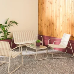 sweeek Salotto da giardino in metallo, 4 posti
