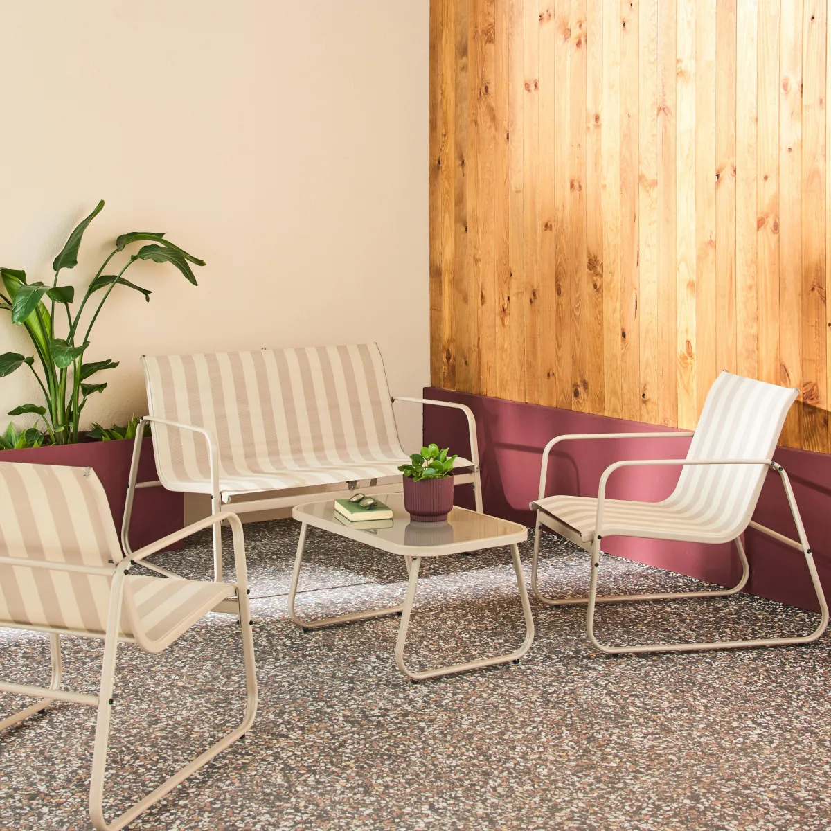 sweeek Salotto da giardino in metallo, 4 posti