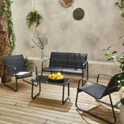 sweeek Salotto da giardino in metallo, 4 posti