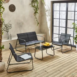 sweeek Salotto da giardino in metallo, 4 posti