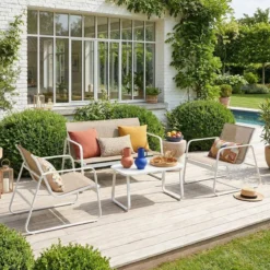 sweeek Salotto da giardino in metallo, 4 posti