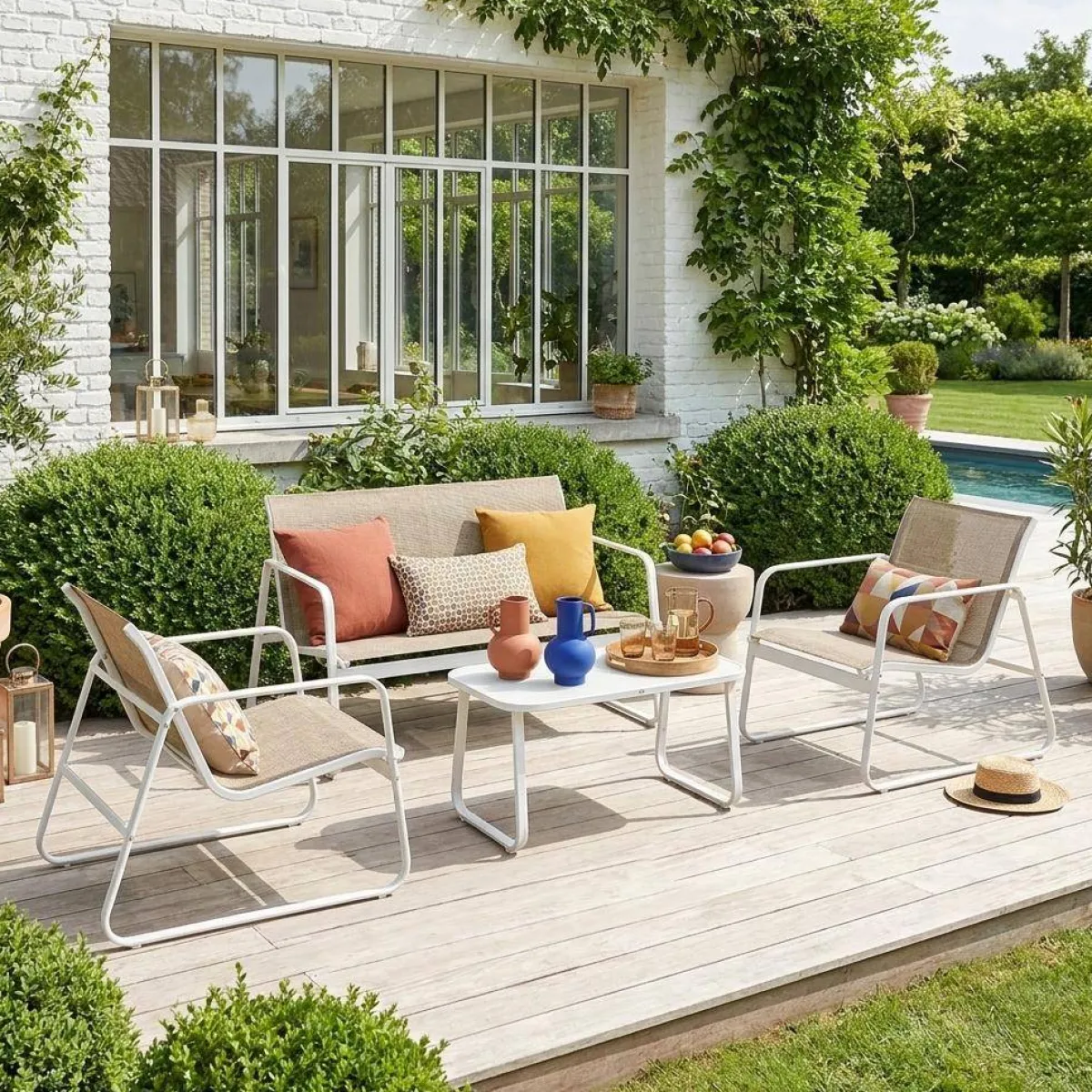 sweeek Salotto da giardino in metallo, 4 posti