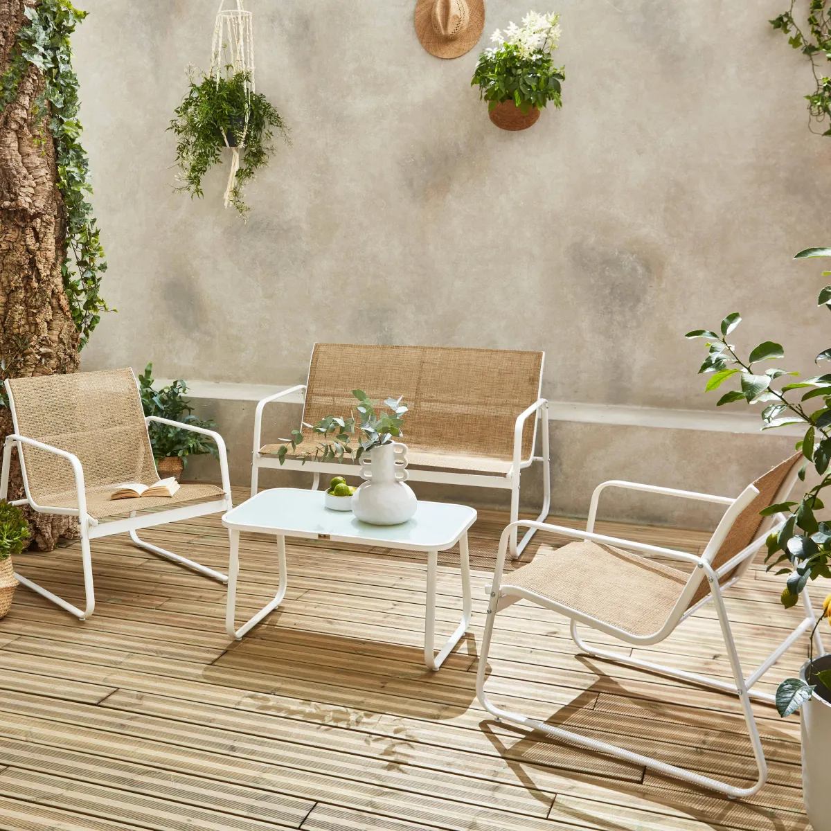 sweeek Salotto da giardino in metallo, 4 posti