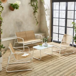 sweeek Salotto da giardino in metallo, 4 posti