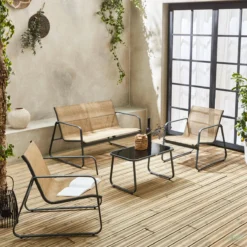 sweeek Salotto da giardino in metallo, 4 posti